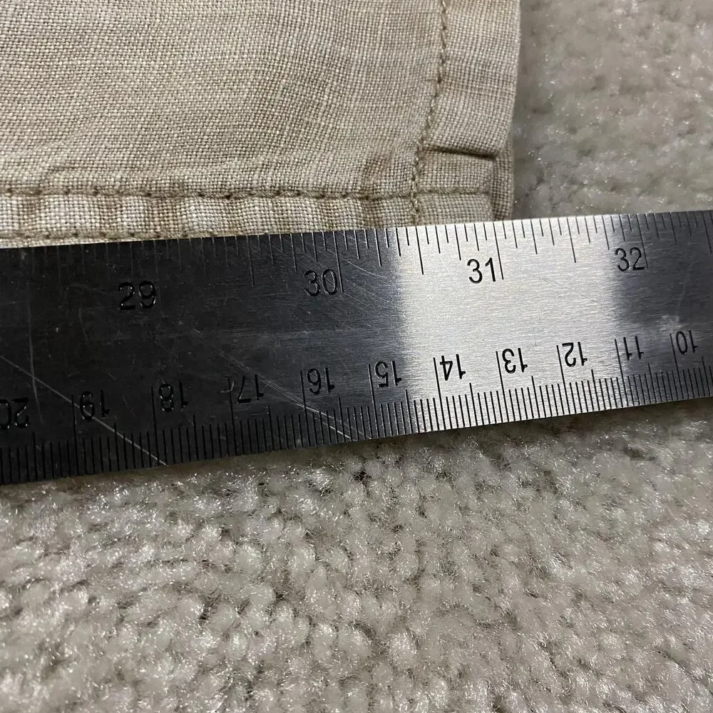 Black Brown 1826 Linen Pants Mens 34x30 Tan Classic Fit 5 Pocket Summer Preppy